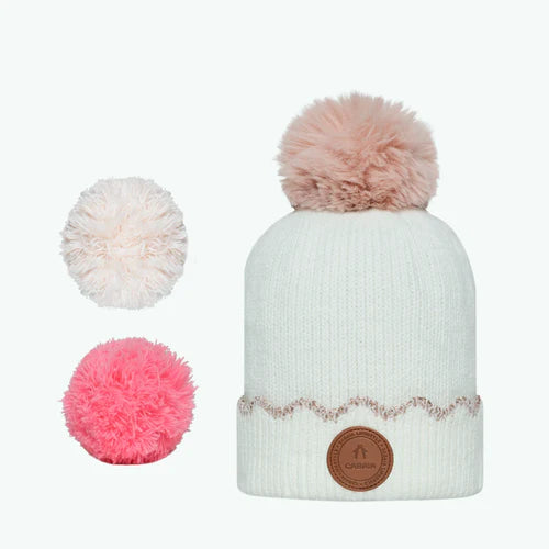 Bonnet Apple Rose Blanc Polaire